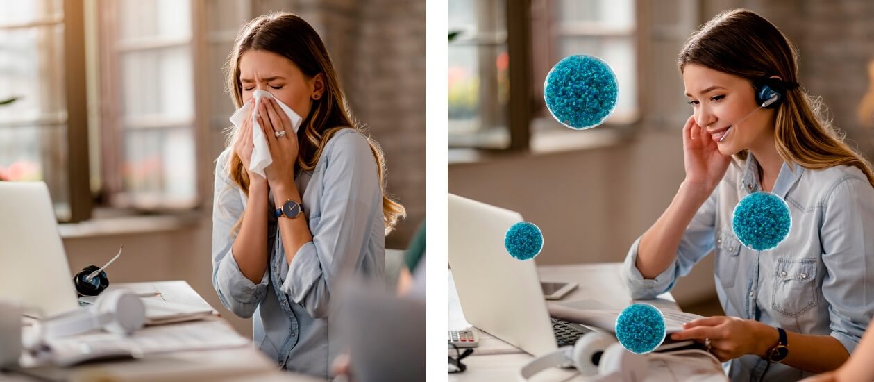 Panasonic nanoe™ X, Gegen Pollen, Hemmt das ganze Jahr über weltweit vorkommende Pollen